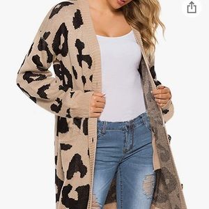 Leopard print button up cardigan sweater